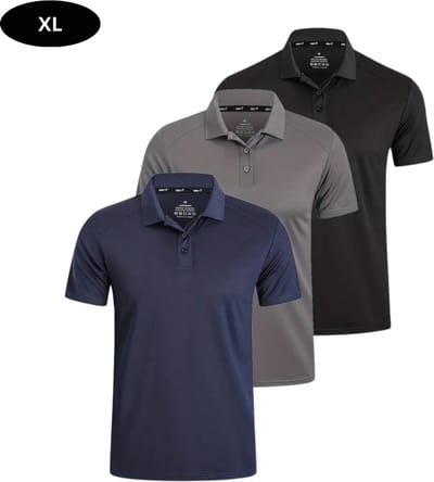 Livano Golf Shirt Heren - T-shirt - Golfkleding - Golfen - Golf Accessoires - Polo Shirt - Zwart & Grijs & Blauw - Maat XL