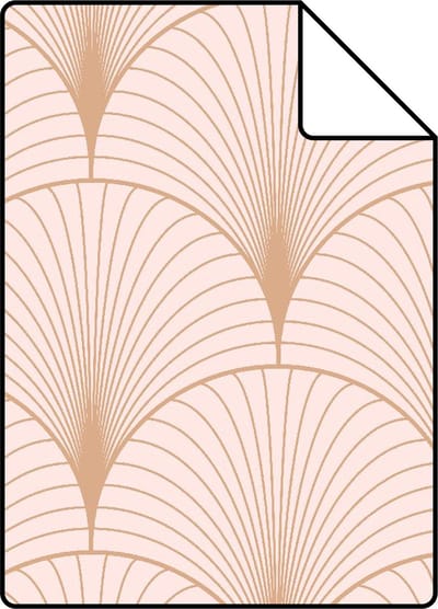Proefstaal ESTAhome behang art deco motief zacht roze en roségoud - 26.5 x 21 cm - 139229-S