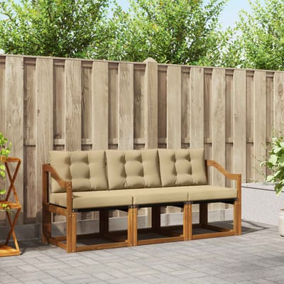 vidaXL - Buiten - bank - set - 3 - st - Natuurlijk - en - Beige