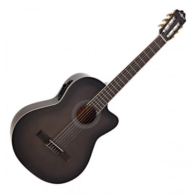 Deluxe Single Cutaway Elektro-klassieke Gitaar van Gear4music, Trans Black