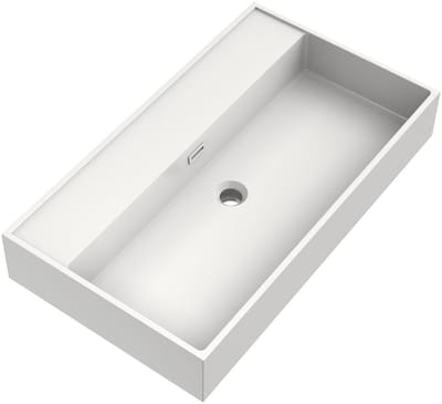 Brauer Gravity Wastafel - 80 cm - met 1 Spoelbak en 0 Kraangaten - Mineraalmarmer Zijdeglans Wit