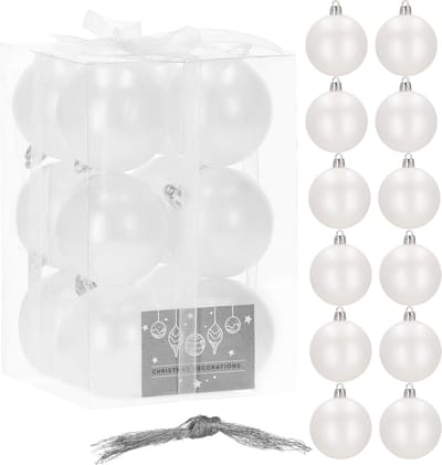 Springos Kerstballen | 12 Stuks | Mat Wit