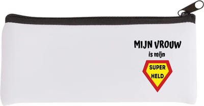 Akyol - mijn vrouw is mijn superheld Etui - Vriend/vriendin - super vrouw - valentijnsdag - verjaardag - cadeautje voor vriendin - kado - geschenk - 20 bij 9 cm