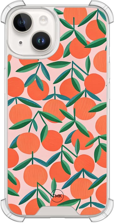 Shockproof hoesje geschikt voor Apple iPhone 14 - Sweet oranges - Schokbestendig - Verhoogde randen - TPU case - Extra Sterke Back Cover - Print - Transparant, Oranje