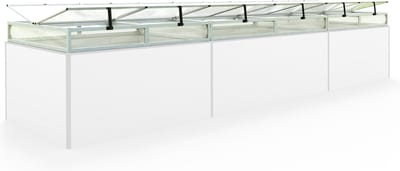 Moestuinbak opzetstuk van aluminium en polycarbonaat Tuinkas plantenbak voor tuin, balkon, met dakvenster kleppen, UV en weerbestendig, 119 x 490 cm