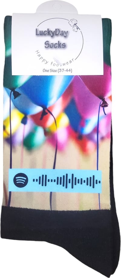 Spotify liedjes Sokken – Gepersonaliseerd cadeau – Jou muziek op sokken – Jarig – Kado - cadeau - Gefeliciteerd sokken – Muziek Sokken – Jarig – Grappige cadeau - Verjaardags cadeau - Maat 37-44