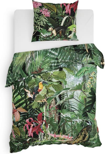 Heckett & Lane Frey Dekbedovertrek - Eenpersoons - 140x200/220cm - Katoen Satijn dekbedovertrek - Green