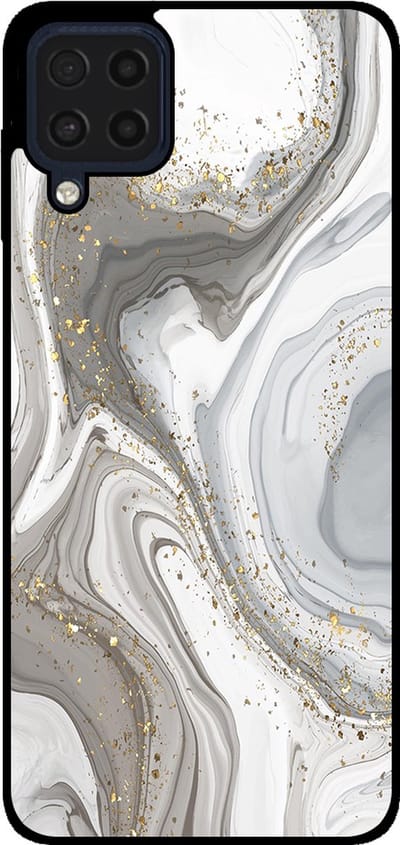 Smartphonica Telefoonhoesje Geschikt voor Samsung Galaxy M32 4G met marmer opdruk - TPU backcover case marble design - Zilver geschikt voor Samsung Galaxy M32 4G