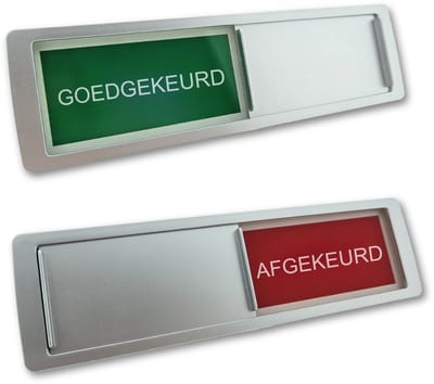 CombiCraft schuifbordje met "Goedgekeurd-Afgekeurd" in zilver 178 x 50 mm - per 1 stuk