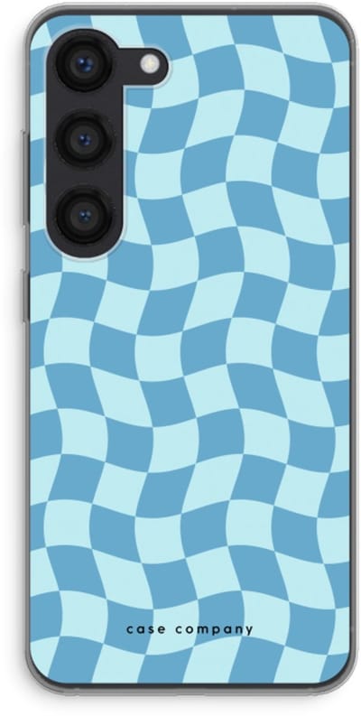 Case Company® - Hoesje geschikt voor Samsung Galaxy S23 hoesje - Grid Blauw - Soft Cover Telefoonhoesje - Bescherming aan alle Kanten en Schermrand