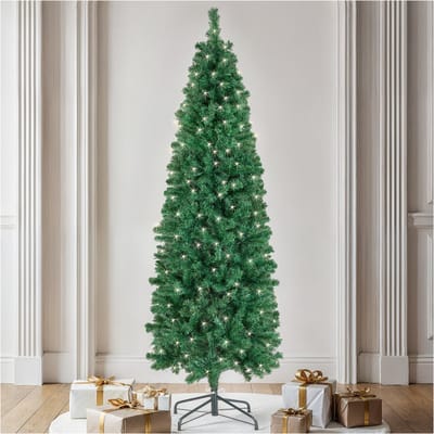 tectake® Kunstkerstboom met Verlichting - Levensecht met Flexibele Takken - Inclusief Metalen Standaard en LED Kerstverlichting - Stabiel en eenvoudig te monteren - Kunst Kerstboom voor Binnen - Kerstversiering - 150 cm - 562 takken - Groen