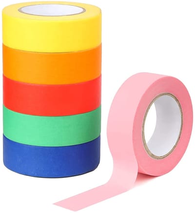 6 Rollen Washi Tape, 20MM x 15M Plakband Kleurrijk Knutselen, Kleurrijke Masking Tape voor Kinderen Leraren Arts Laboratorium Labeling Schilder Planner