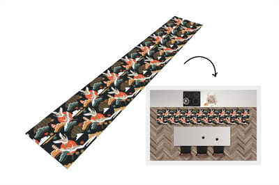 Keukenloper 300x50 cm - Keukenmat vinyl Kraanvogel - Wolken - Japan - Patroon - Keukenmatten loper - Keuken vloerkleed tapijt
