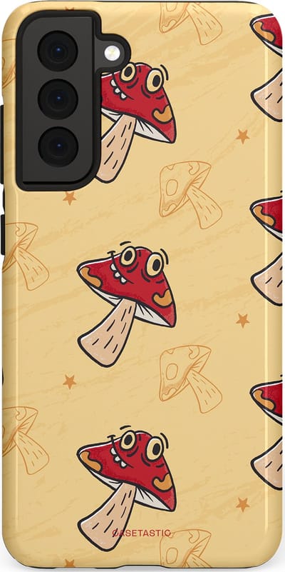 Casetastic Hoesje Geschikt voor Samsung S21 FE - Stijlvolle Beschermende Duo-layer Case - Vrolijke Paddestoel