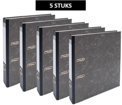 SOHO - Ordner A4 - 2-rings - D-mechaniek - 50 mm Rug - Karton - Gewolkt - Grijpring - Grijs - 5 Stuks