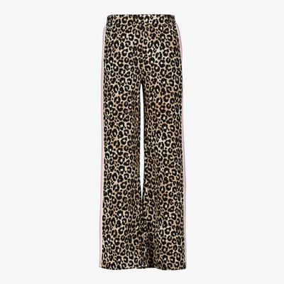 TwoDay meisjes wide leg broek met panterprint - Beige - Maat 158/164