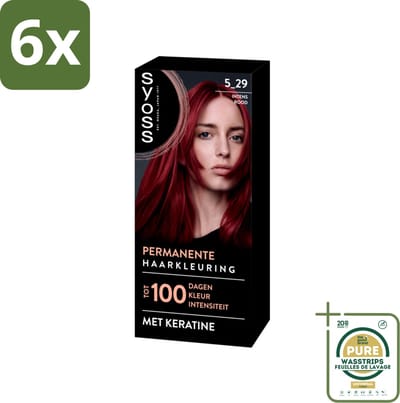 SYOSS - Coloration 5-29 Intens Rood - Haarverf - Grijsdekking - Vermindert Haarbreuk - Voordeelverpakking - 6 stuks - Grijsdekking - Keratine