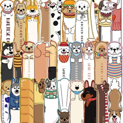 30 Kinderbladwijzers - Schattige Hondenbladwijzers - Leuke Bladwijzers met Dierenthema - Perfect voor Kinderen, Studenten, Tieners, Boekenliefhebbers en Cadeaus voor in de Klas