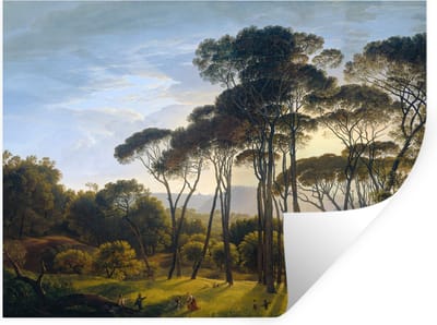 Muurstickers - Sticker Folie - Italiaans landschap met parasoldennen - Kunst - Oude meesters - 40x30 cm - Plakfolie - Muurstickers Kinderkamer - Zelfklevend Behang - Zelfklevend behangpapier - Stickerfolie