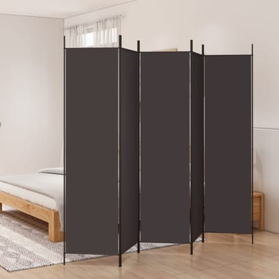 vidaXL - Kamerscherm - met - 5 - panelen - 250x200 - cm - stof - bruin