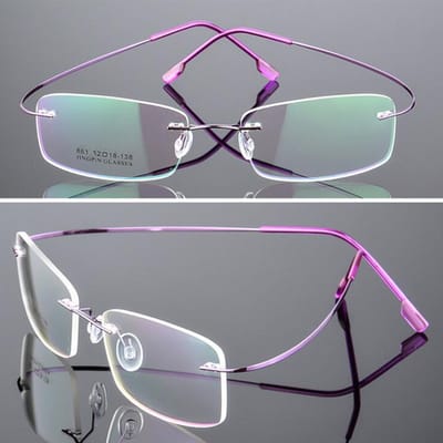 Titaniumlegering Super elastische randloze bril Heren Dames Unisex Frameloze brillen Mode Zakelijke brillen Bescherming oog paars