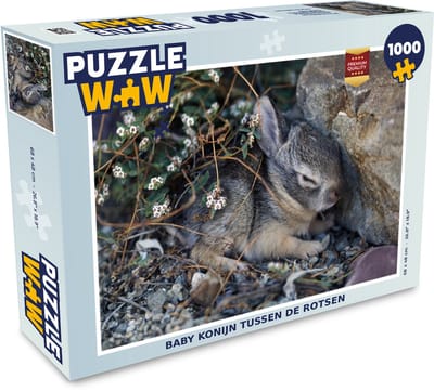 Puzzel Baby konijn - Rots - Huisdier - Legpuzzel - Puzzel 1000 stukjes volwassenen
