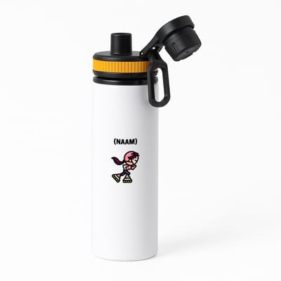 Hacebo® - Skeeleren met eigen naam waterfles met draaidop oranje - Sport - Skeeleraars - Skaten - water fles - 850ML