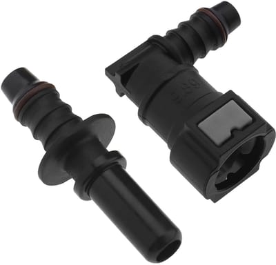 Dailygoods - Brandstofpijp Connector - Elleboog en Rechte Slangkoppeling - Zwart - Brandstofleiding Adapter - Geschikt voor Auto - 2 Stuks
