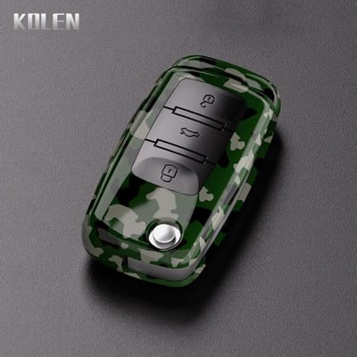 ABS Koolstofvezel Auto Sleutelhoes Cover Shell Voor Vw Volkswagen Polo Golf Passat Beetle Tiguan Seat Leon Altea Skoda Octavia Kodiaq black
