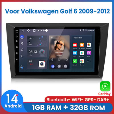 Awesafe Autoradio - Draadloos Apple CarPlay Android Auto - Geschikt Voor VW Volkswagen Golf 6 2009 t/m 2012 - 1GB+32GB - Autoradio met navigatie GPS - Radio Scherm - 2009 2010 2011 2012