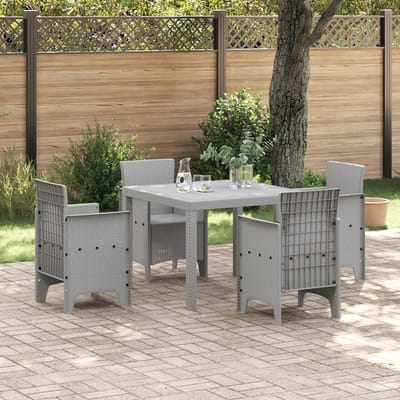 Vierkante Terrastafel - Tuinmeubel Tafel - Buiten Eten - Rotanlook Kunststof - 100x100x73 cm - Lichtgrijs