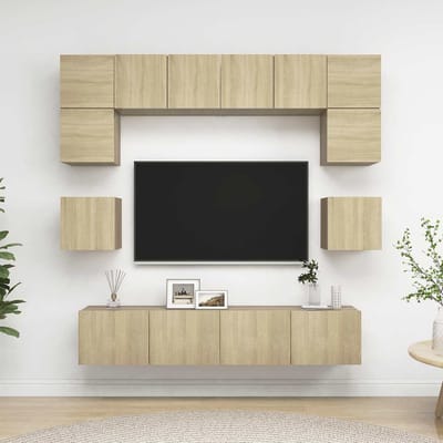 vidaXL - 8-delige - Tv-meubelset - bewerkt - hout - sonoma - eikenkleurig