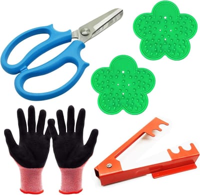 Jhubersproducts - Tuin Snoeischaar Kit - Rozenstripper en Doorn Verwijderaar - Handgereedschap voor Tuinieren - Compleet met Bloemenhandschoenen - Ges