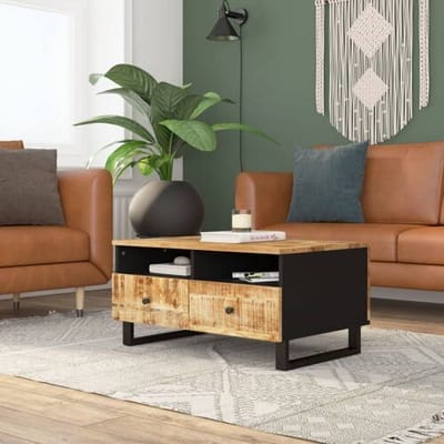 vidaXL Salontafel 80x54x40 cm massief mangohout en bewerkt hout