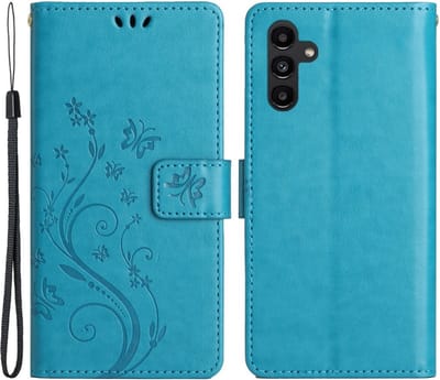 Coverup Hoesje - Geschikt voor Samsung Galaxy A54 Hoesje - Coverup Bloemen & Vlinders Book Case - Blauw
