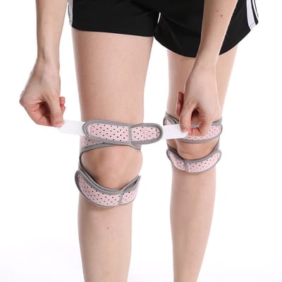 1 paar Patella Stabilisator, Verstelbare kniebrace bandjes, Kniebrace Schokabsorberend voor meniscusscheur Knieband Gewricht en spieren Bescherming voor atleten en verzwakte knieën，roze