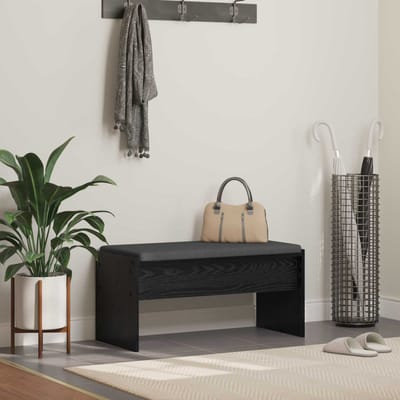 vidaXL - Hallenbank - met - kussen - Zwart - Eiken - 83 - x - 38 - x - 40 - cm