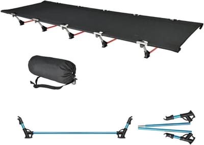 Campingbed Vouwbaar - Kinderbedje Kamperen - Outdoor Slapen - Lichtgewicht Draagbaar - 190 x 64 cm - Zwart