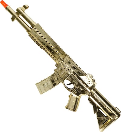 Fiestas Guirca Verkleed speelgoed machinegeweer/tommy gun - goud - geheim agent/gangster thema - 58 cm