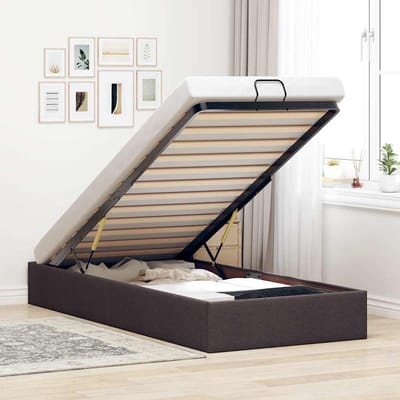vidaXL - Bedframe - zonder - matras - 90x190 - cm - stof - donkerbruin