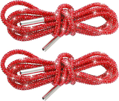 Glitterende Rhinestone Veters - Bling Crystal Trekkoorden voor Sneakers, Hoodies en Broeken (2 Stuks, Rood)
