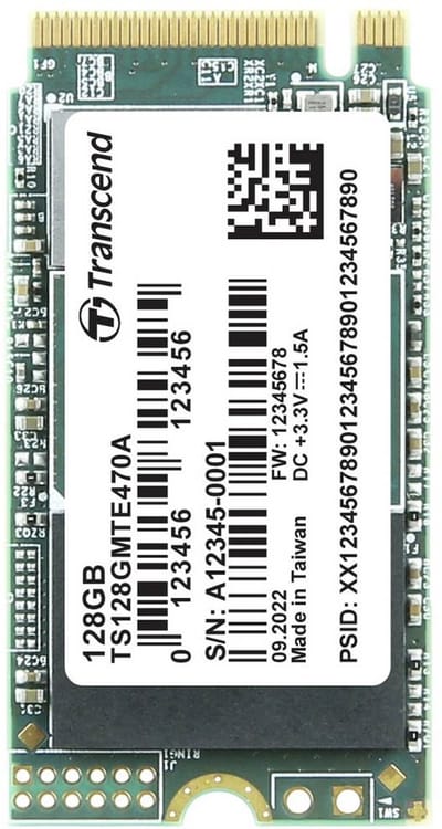 Transcend MTE470A 128 GB NVMe/PCIe M.2 SSD 2242 harde schijf PCIe NVMe 3.0 x4 Industrial TS128GMTE470A