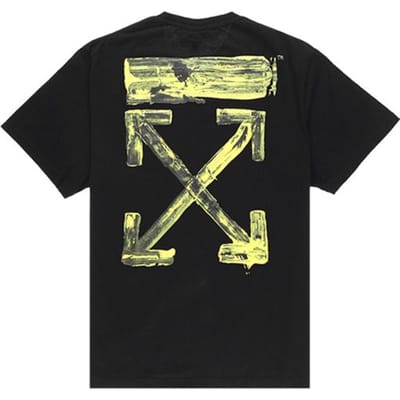 Off-White Bespaten Pijl Los Kortmouwig T-shirt Heren Tops Geel Zwart OMAA038F191850101060 M beige