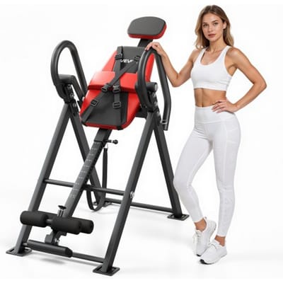 VEVOR Inversietafel tot 126 kg, robuuste inversietafel met dubbel rolvergrendelingsmechanisme, rugtrainer voor het verlichten van rug- en nekklachten, zwaartekrachttrainer met verstelbare steunband