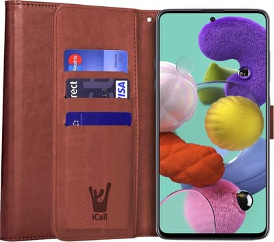 Hoesje geschikt voor Samsung A51 - Book Case Kunstleer Wallet - Bruin
