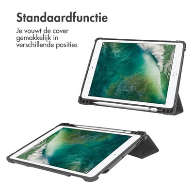Accezz Tablet Hoes - Geschikt voor Apple iPad Air 2 (2014) / Air 1 (2013) / 6e generatie (2018) 9.7 inch / 5e generatie (2017) 9.7 inch - Trifold Bookcase - Zwart