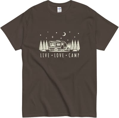 Grappig T Shirt Camping Caravan Opdruk - Dames en Heren Avonturiers - Bruin - M