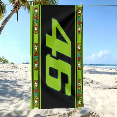 1 pièce V-Valentino R-Rossi 46 Motogp Serviette de Plage Microfibre Douce Séchage Rapide Impression Course Vr46 Serviette de Bain Pour Fans Natation Extérieur 50X100CM