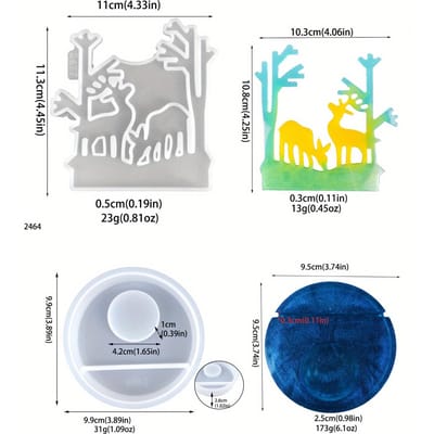 2 stuks/set, doe-het-zelf Reekalf Kandelaar Inzetstukken, reflectie Gipsmallen, doe-het-zelf Bosland Reekalveren, siliconen Mallen, huisdecoratie, Cadeaus voor Knutselaar Pack of 2