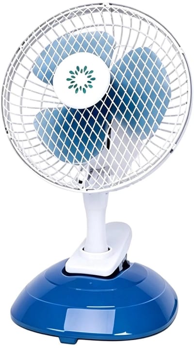 House Of Atelier - Tafelventilator - Draagbare Ventilator - Stille Werking - 2 Snelheden - Blauwe Bladen - Wit/Blauw